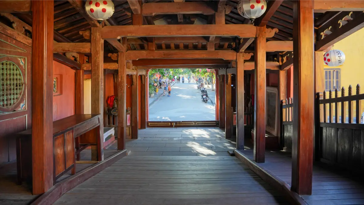 Interior of the Japanese Covered Bridge in Hoi An Ancient Town